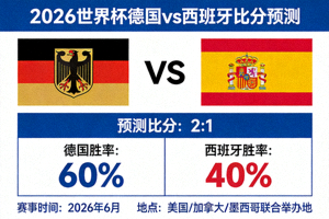 2026世界杯 德国vs西班牙 比分预测 2:1 胜率概率